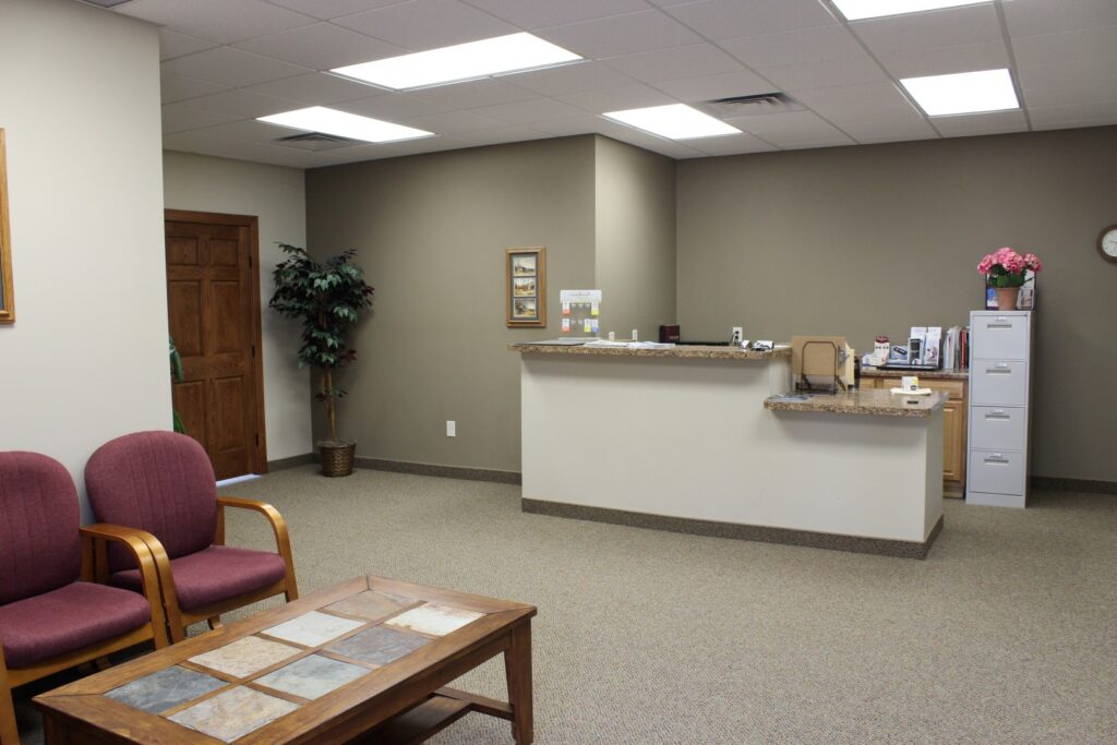 front desk and waiting room at Litchfield Hearing Aid Center